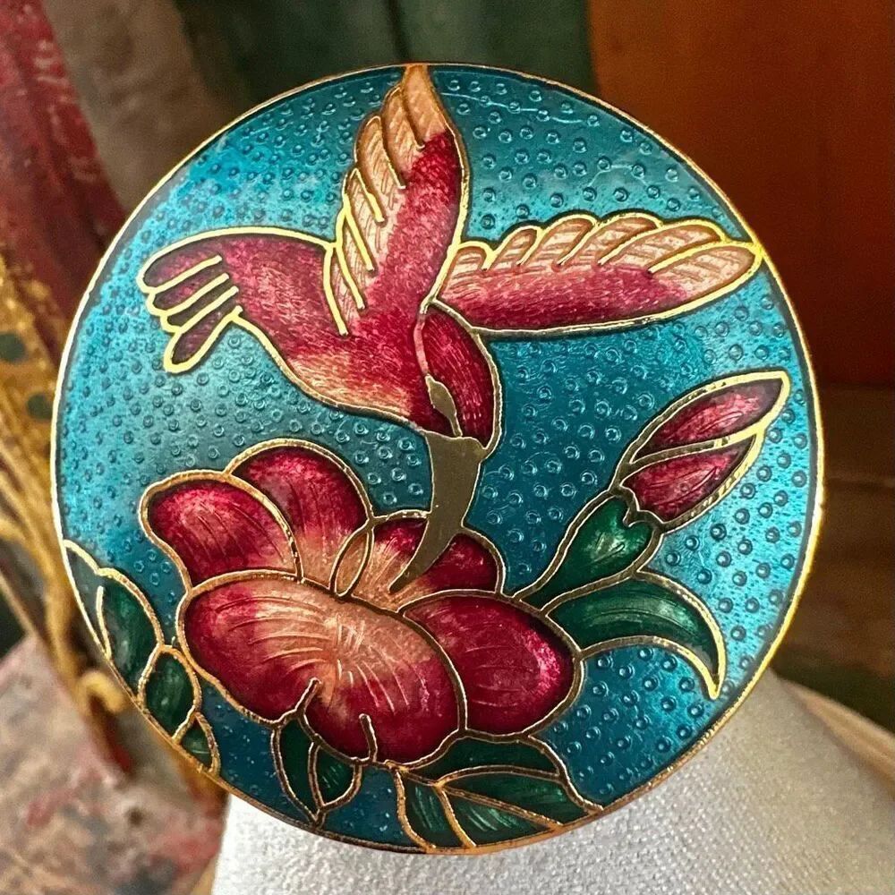Vintage Cloisonné Hummingbird Brooch